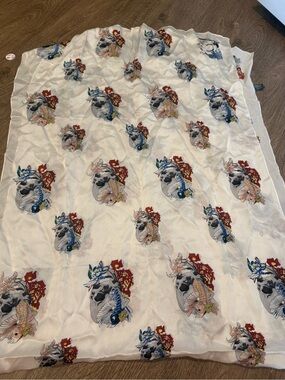 Alexander McQueen Cream Skull & Floral Print Silk Scarf